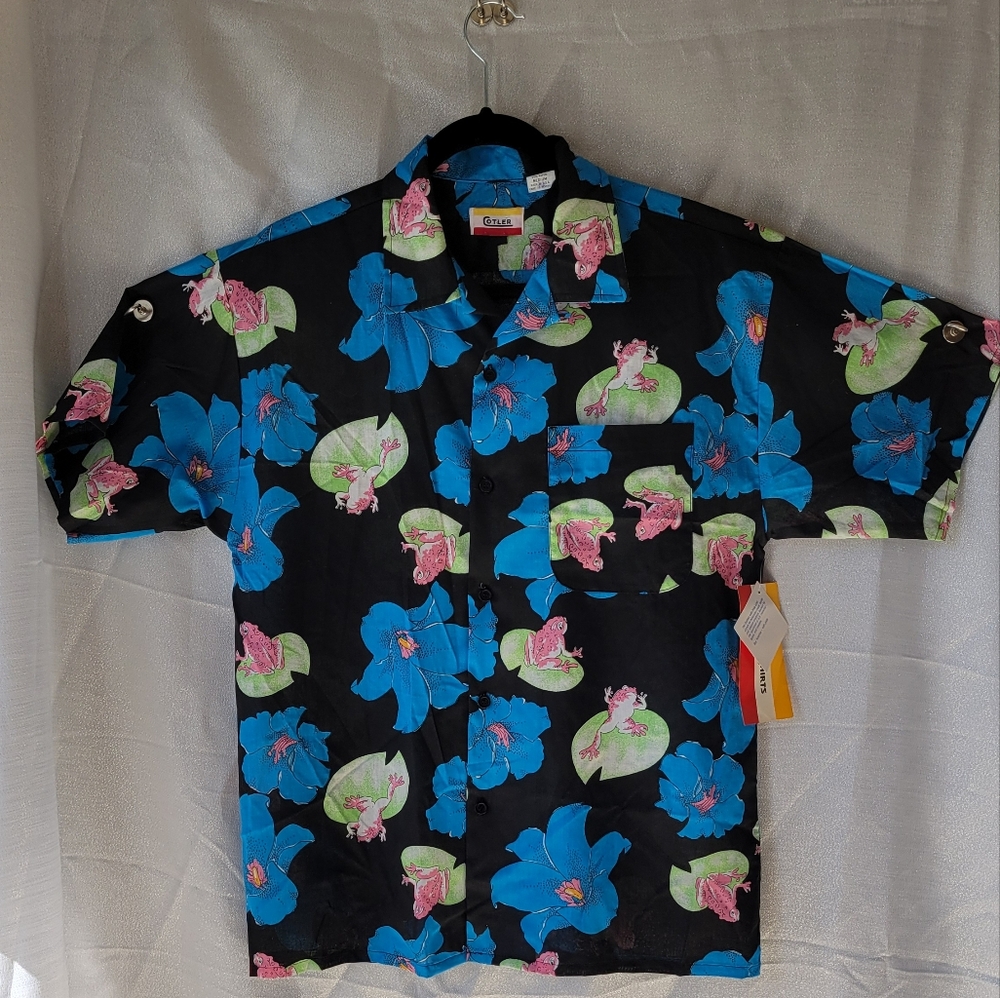 Vintage NWT Cotler Button Up Shirt Blouse Unisex Frogs Size: M